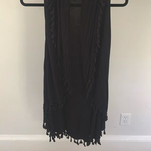Black Tassel Long Length Cotton Vest (two styles)
